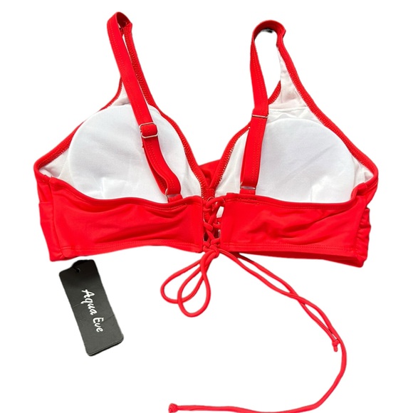 AQUA EVE womens red bikini top w lace up back size medium NWT - Picture 4 of 4